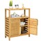 Natural Wicker Bathroom Floor Cabinet with Adjustable Shelves and Doors